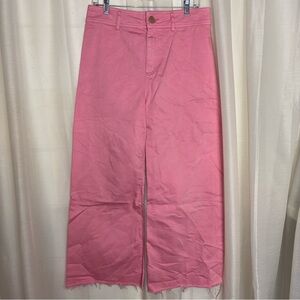 Antonio Melani 129 High Rise Cropped Raw Frayed Hem Wide Leg Pants Jeans